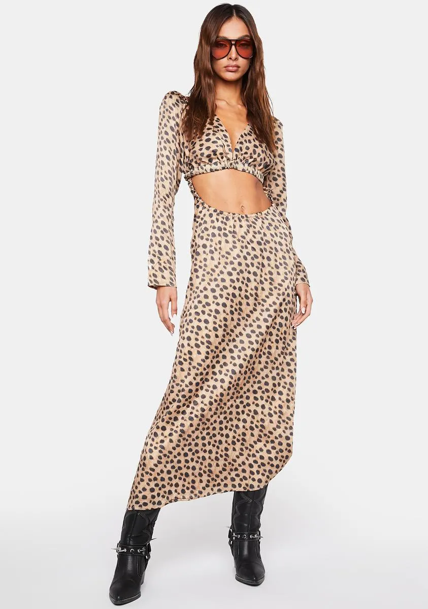 Leopard Cut Out Satin Dress sold by Dolls Kill