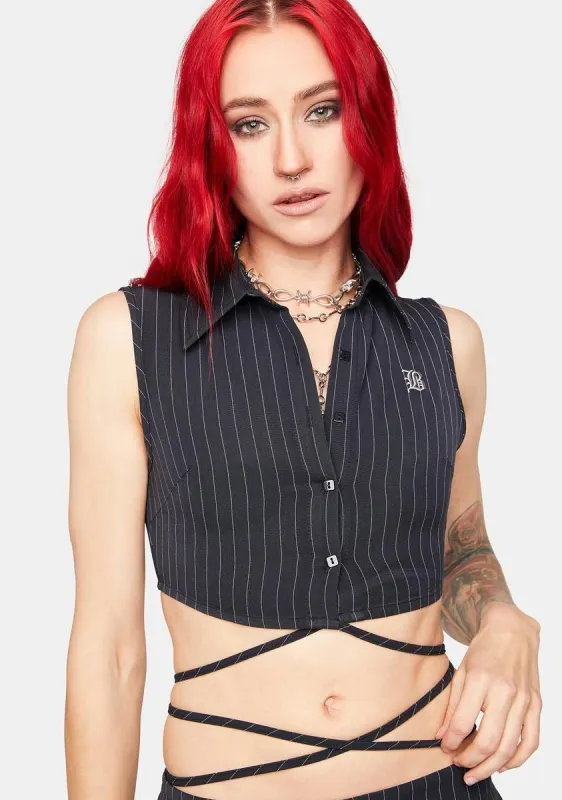 Sleeveless Striped Shirt sold by Dolls Kill