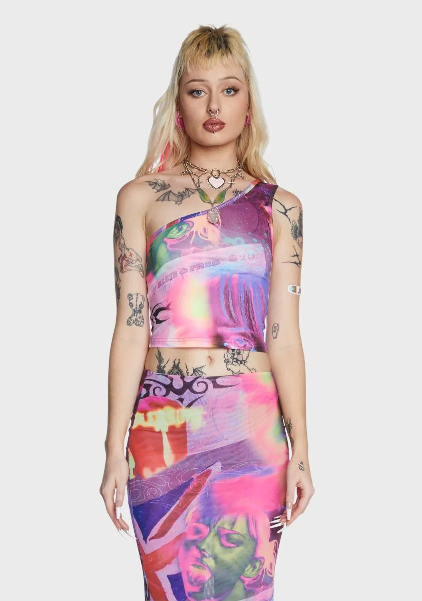 Pleasure Print Asymmetric Top sold by Dolls Kill