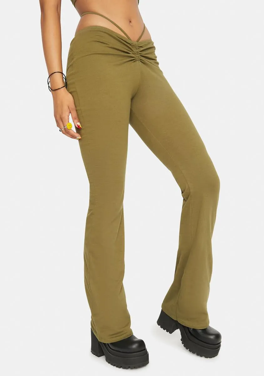 Olive Sakeri Flare Trousers sold by Dolls Kill product image thumbnail 3