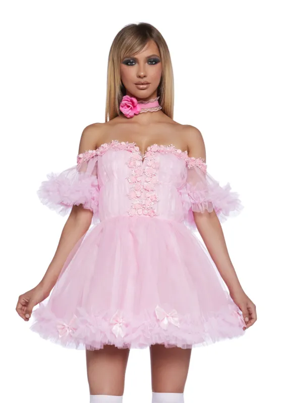 Winter Rose Mini Dress - Pink sold by Dolls Kill