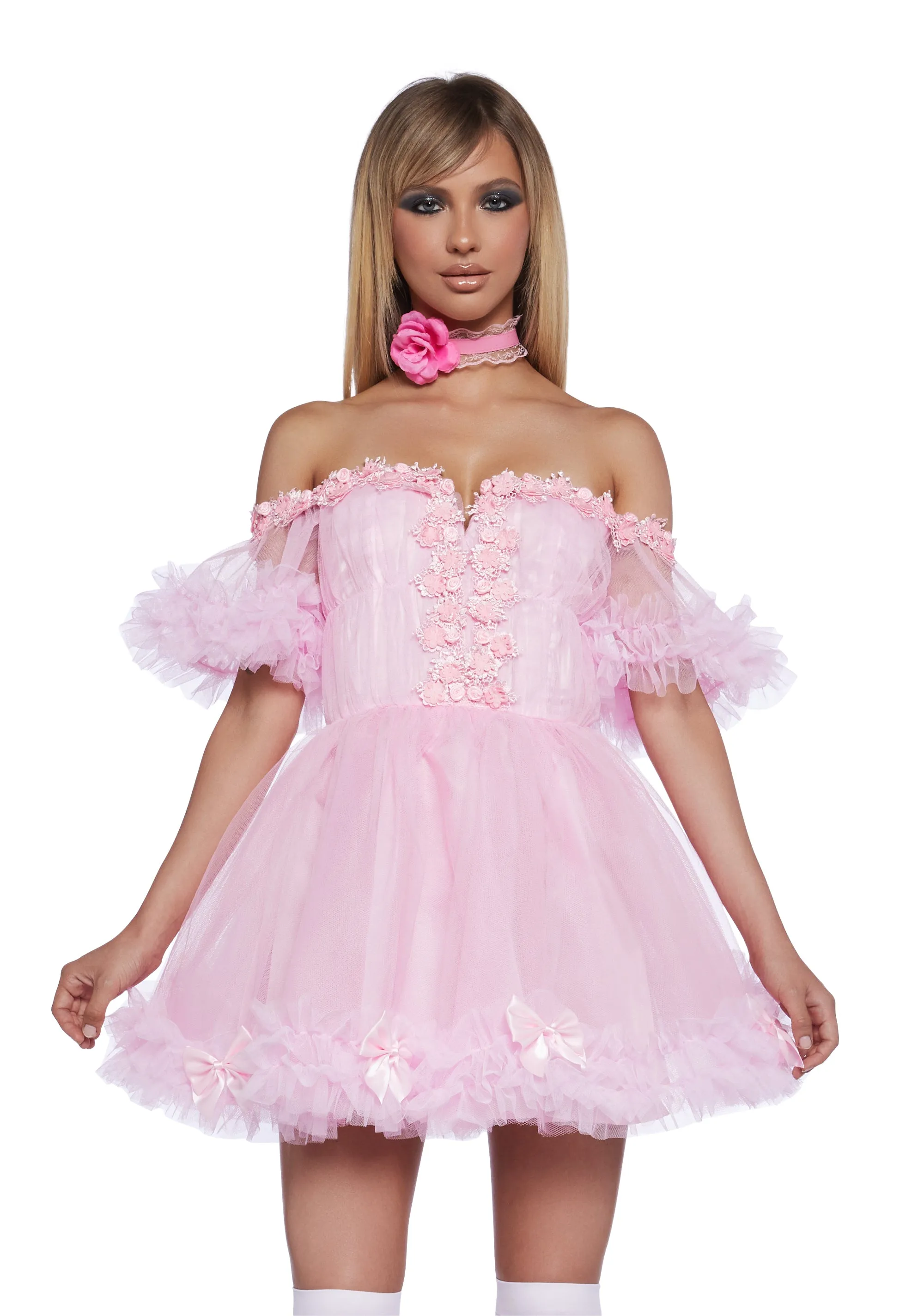 ★Rose Frantz★ Rose Balloon Mini Dress (2色) Fleur Ruffled Mini Dress