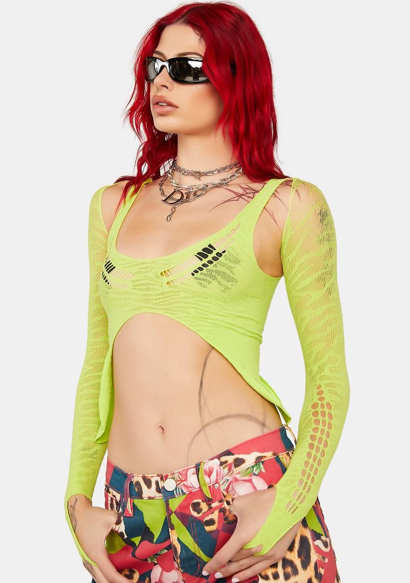 Neon Green Aerin Top & Shrug Set sold by Dolls Kill product image thumbnail 2