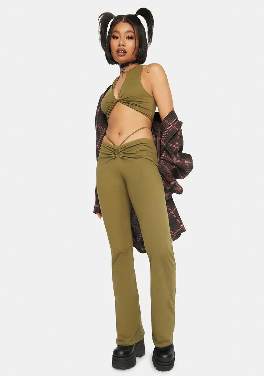 Olive Sakeri Flare Trousers sold by Dolls Kill product image thumbnail 2