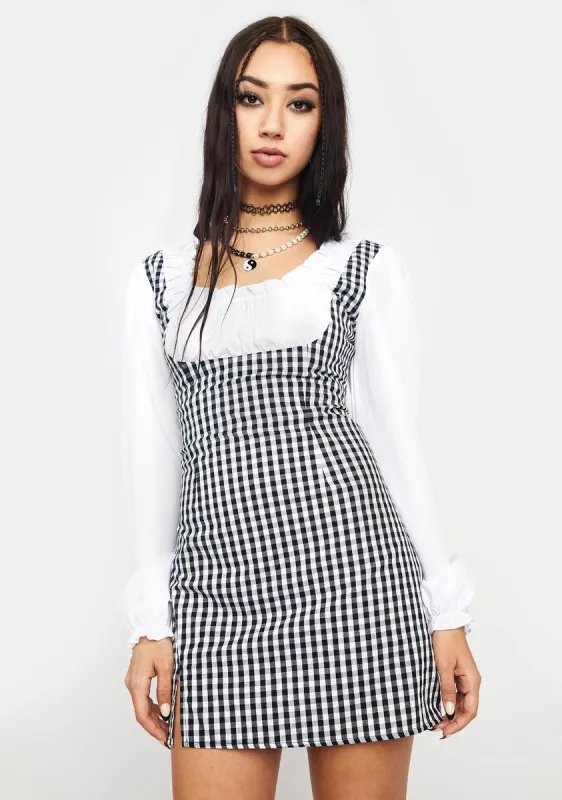Charcoal Pique Your Interest Mini Dress sold by Dolls Kill