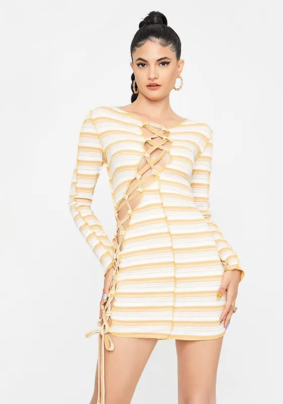 Say It First Lace Up Mini Dress sold by Dolls Kill