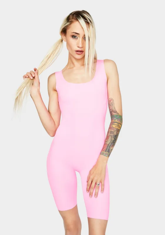 Pink Glowin' N' Growin' Tank Playsuit sold by Dolls Kill