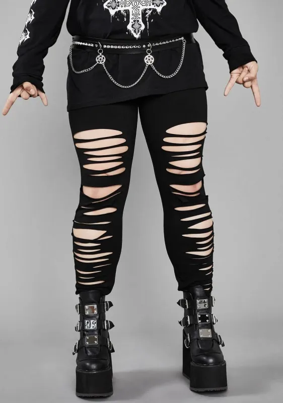 Sacred Crypt Creeper Shredded Leggings sold by Dolls Kill