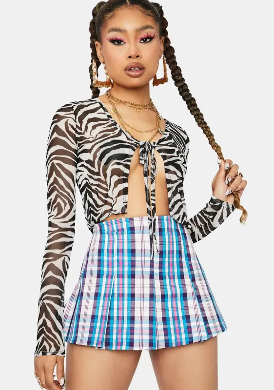 A Little Wild Mesh Tie Front Top sold by Dolls Kill
