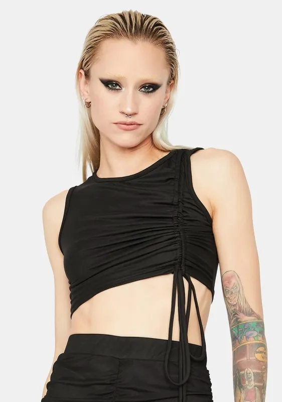 Late Chiller Attitude Ruched Crop Top sold by Dolls Kill