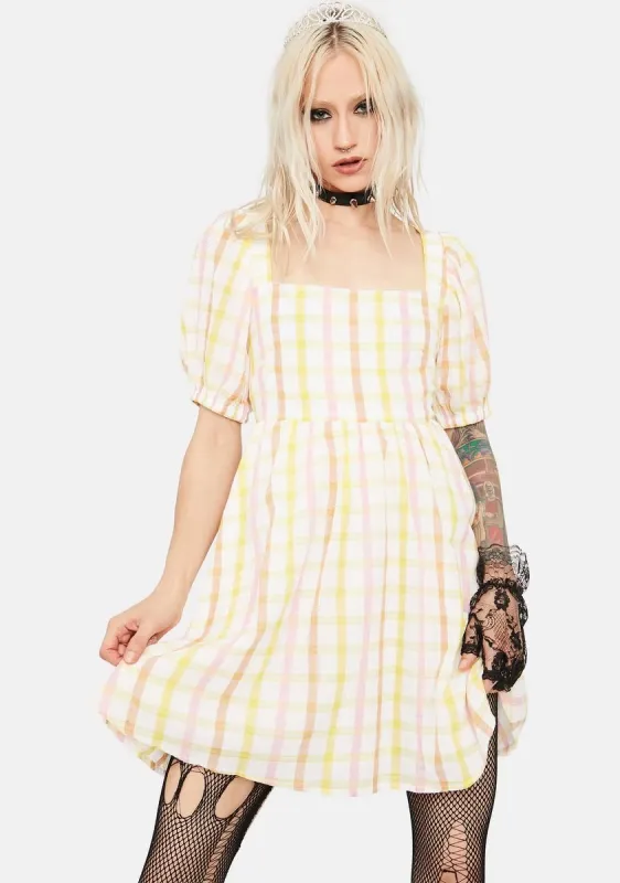 Farm Fairest Plaid Tie Back Babydoll Dress sold by Dolls Kill