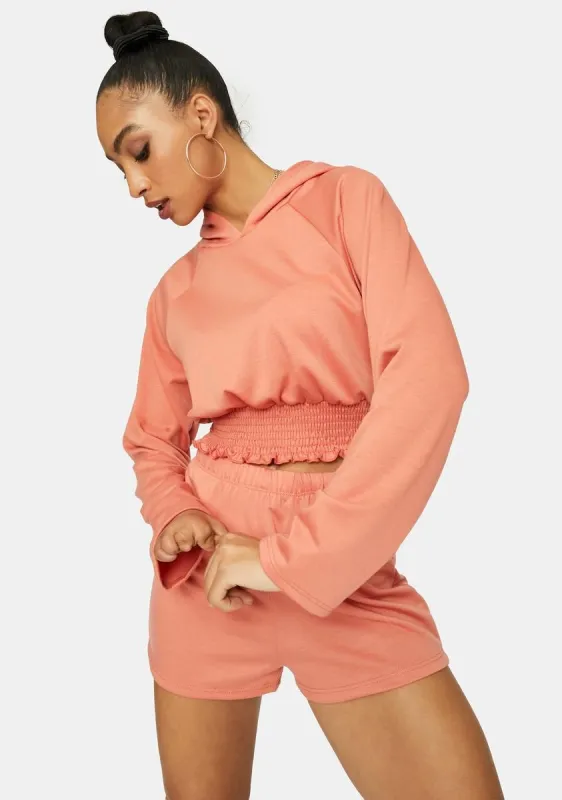 Peach Follow The Leader Crop Hoodie Set sold by Dolls Kill