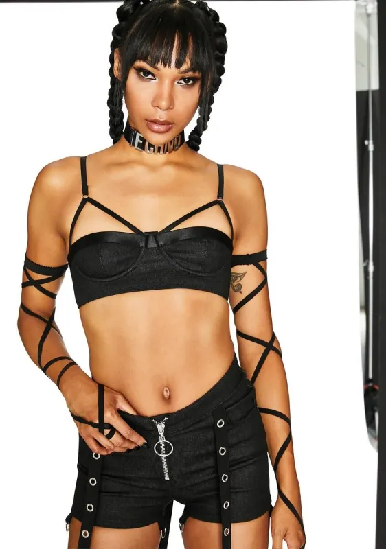 Cyber Command Strappy Bra Top sold by Dolls Kill