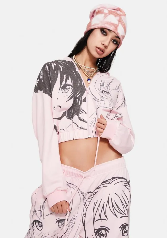 Manga Girls Zip Up Hoodie sold by Dolls Kill