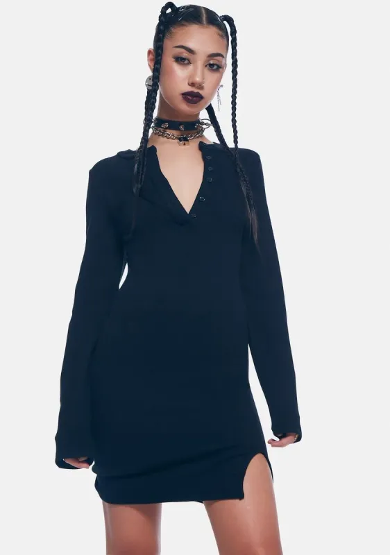 Jersey Button Front Dress sold by Dolls Kill