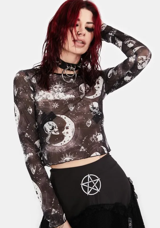 Moonstone Mesh Crop Top sold by Dolls Kill