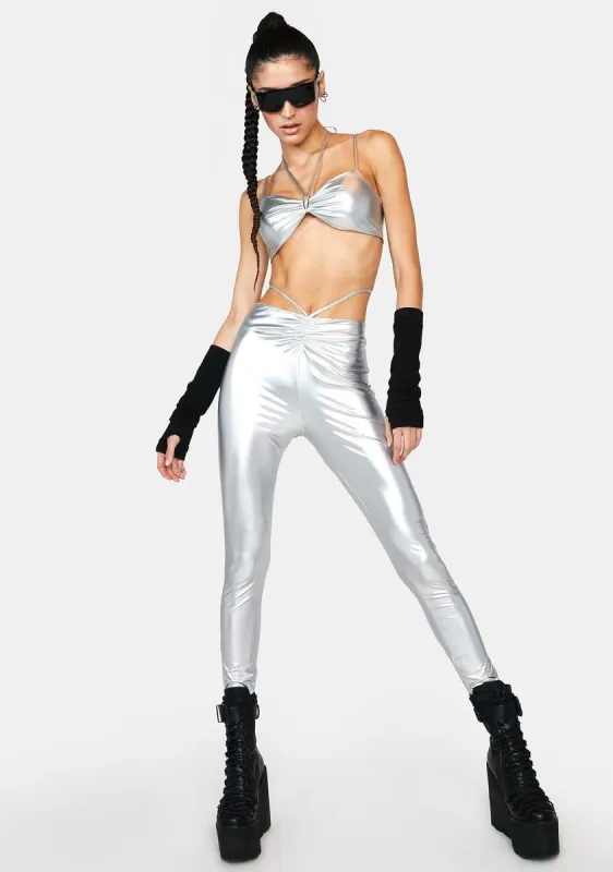 Foil My Milky Way Metallic Pants Set sold by Dolls Kill
