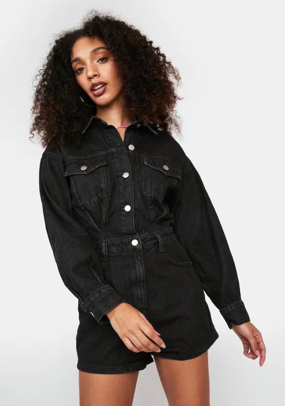 Rad Behavior Denim Romper sold by Dolls Kill