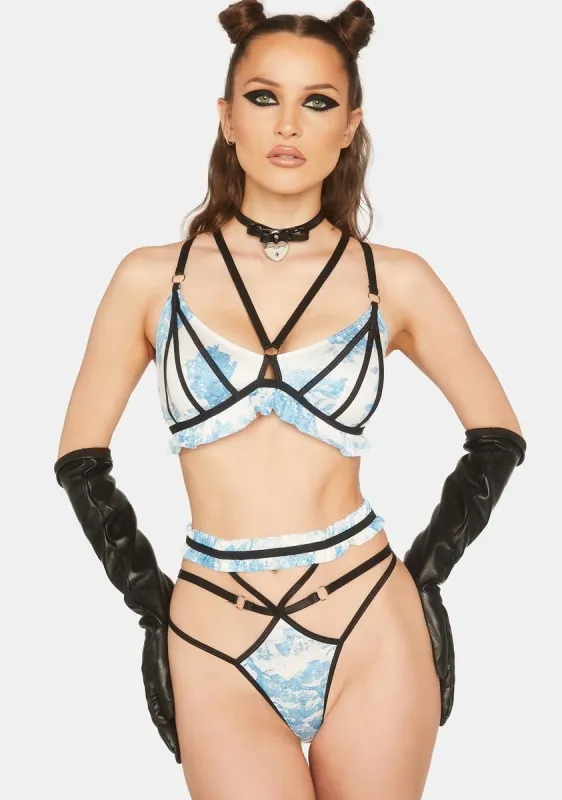 Blue Toile Over You Lingerie Set sold by Dolls Kill