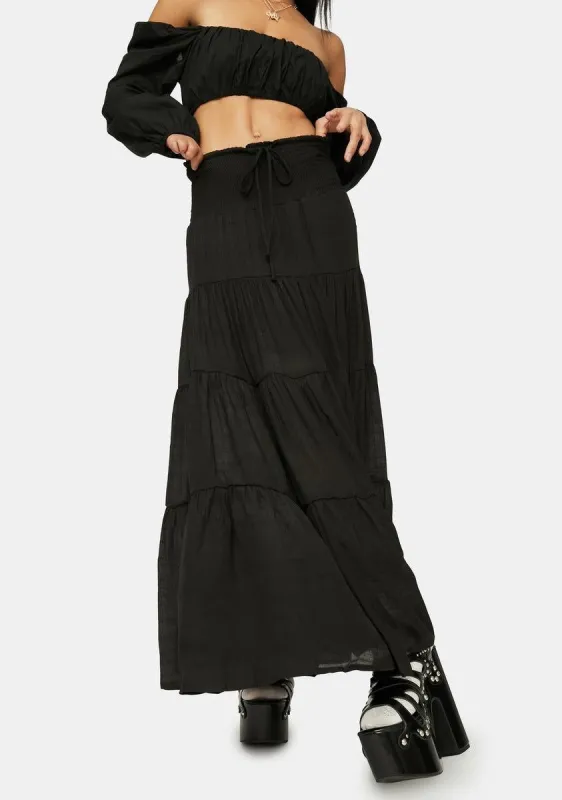 Take It Easy Smocked Maxi Skirt sold by Dolls Kill