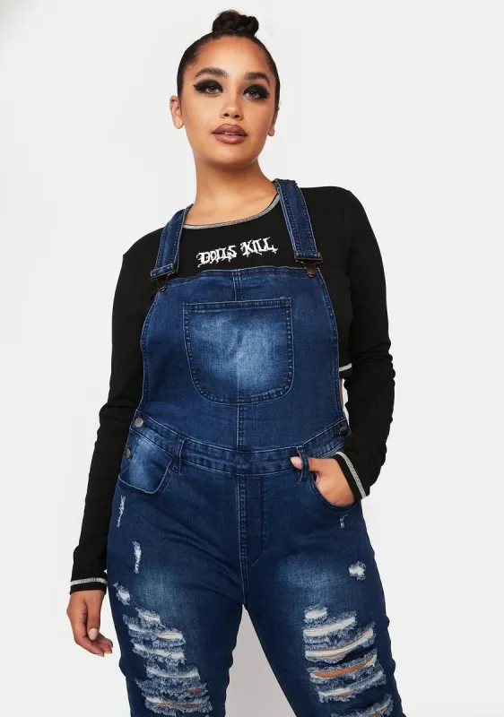 Plus Weekend Plans Denim Overalls sold by Dolls Kill