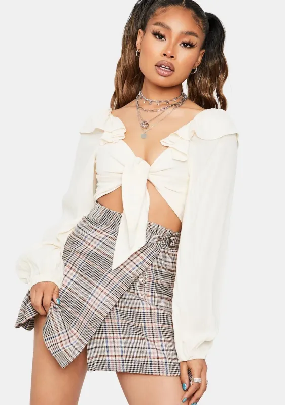 Ivory Run Me Dry Long Sleeve Crop Top sold by Dolls Kill