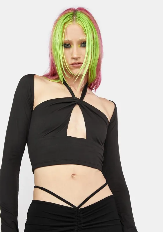 Cityscape Call Cut Out Halter Top sold by Dolls Kill