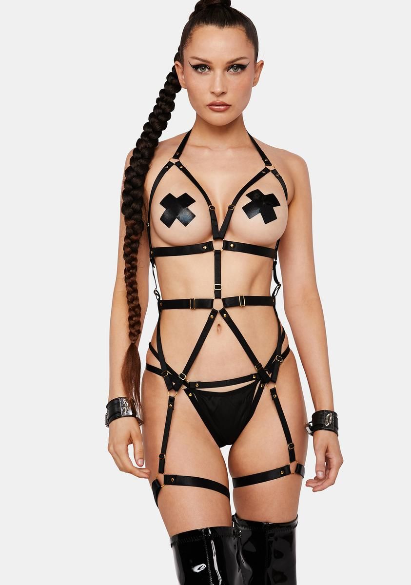 Noir Frisky Fixation Harness Teddy sold by Dolls Kill