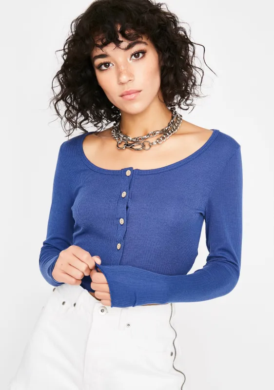 Ocean No Hard Times Henley Crop Top sold by Dolls Kill