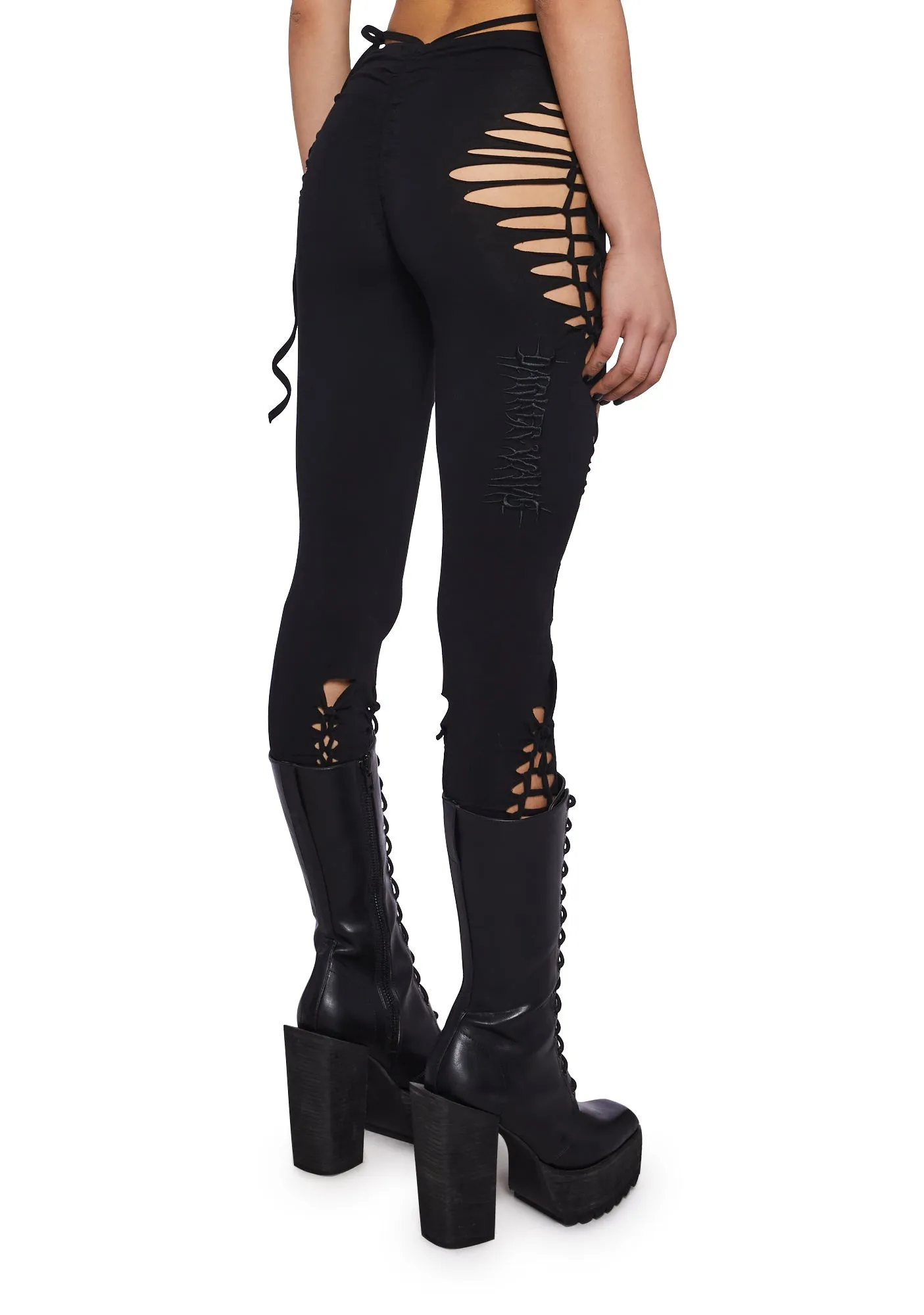 Crossfade Shredded Leggings- Black sold by Dolls Kill product image thumbnail 4