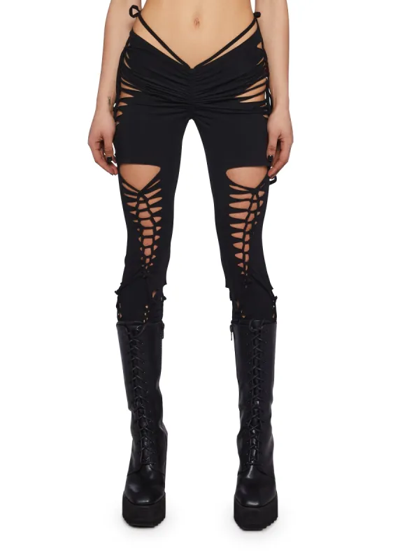 Crossfade Shredded Leggings- Black sold by Dolls Kill