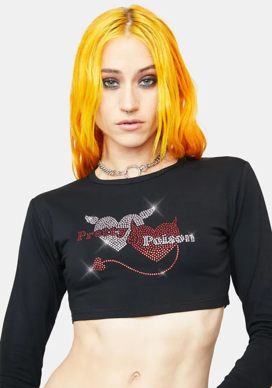 Poison Rhinestone Crop Top sold by Dolls Kill