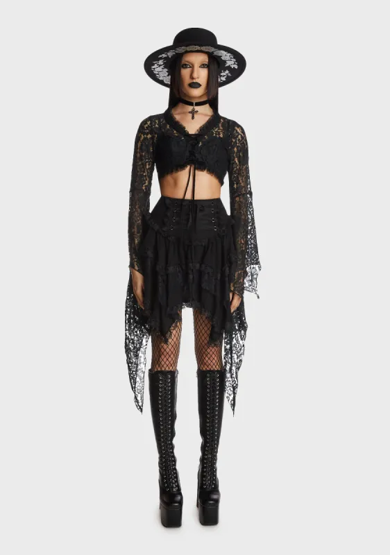 Gothic Witch Bell Sleeves Lace Cape sold by Dolls Kill