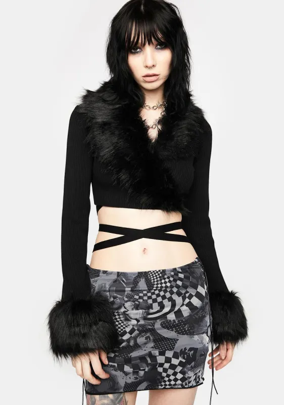 Faux Fur Knitted Wrap Top sold by Dolls Kill