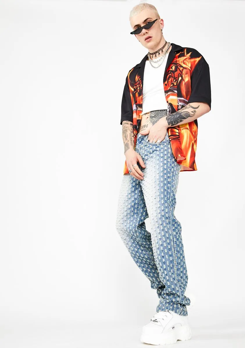 Light Blue Distressed Skate Jeans sold by Dolls Kill product image thumbnail 3