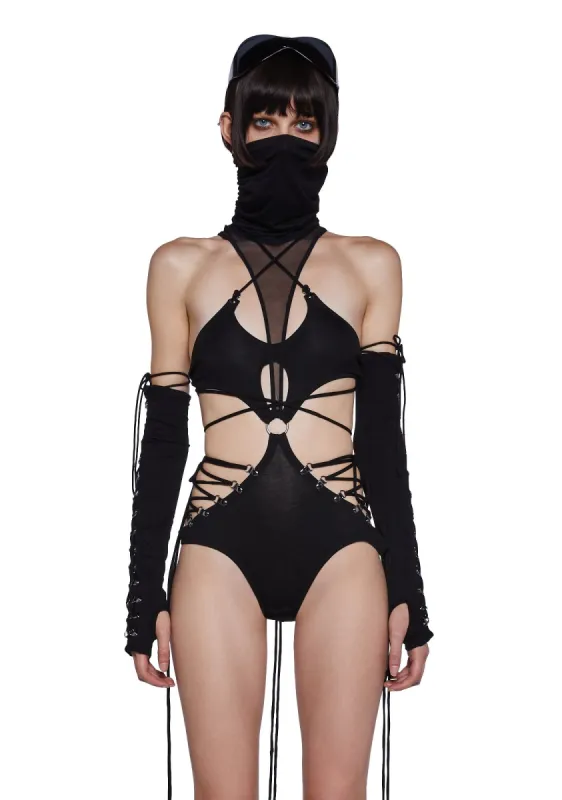 Tempo Lace-Up Cut-Out Bodysuit sold by Dolls Kill