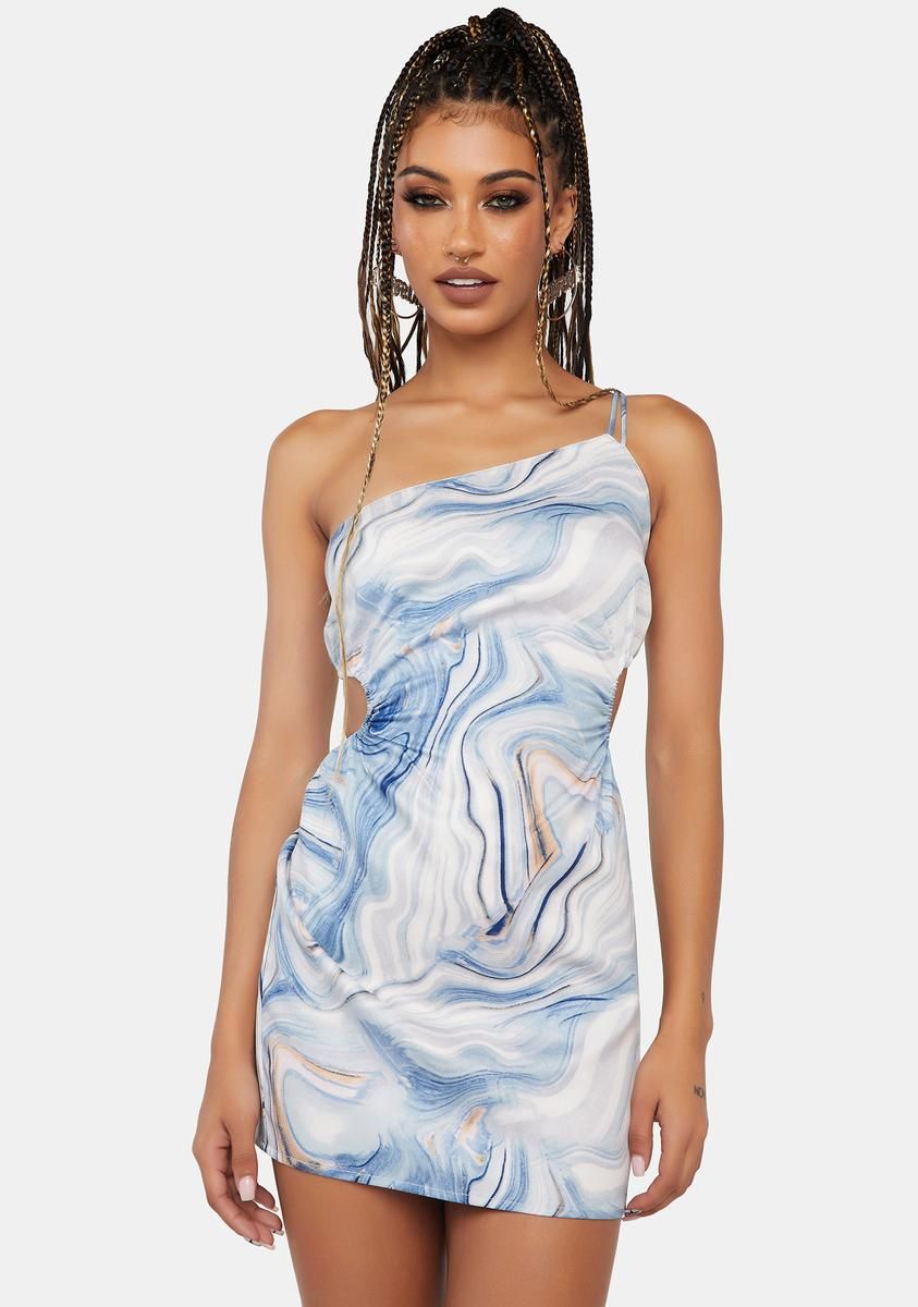 Blue Abstract Swirl Mini Dress sold by Dolls Kill