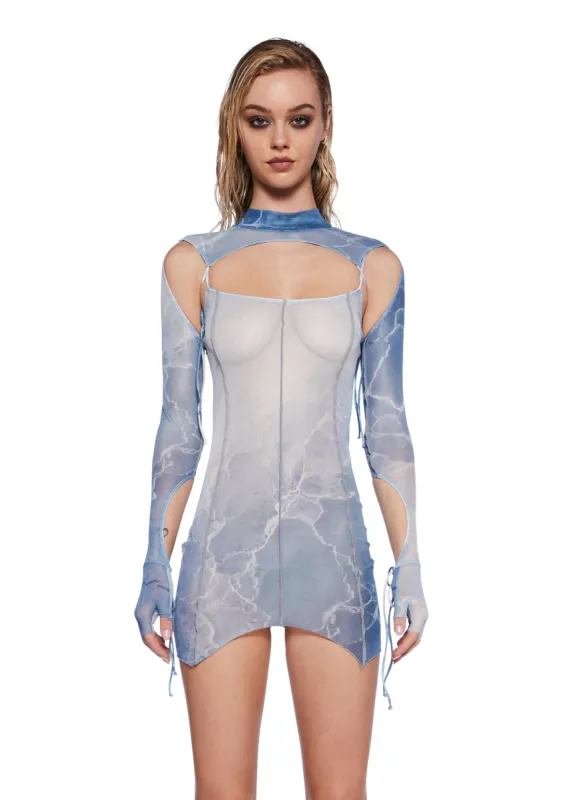 Pitch Arctic Print Cut-Out Dress sold by Dolls Kill
