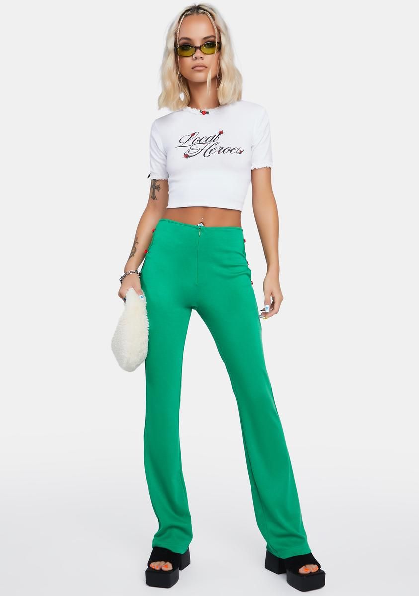 Rose High-Waisted Flared Pants sold by Dolls Kill product image thumbnail 3