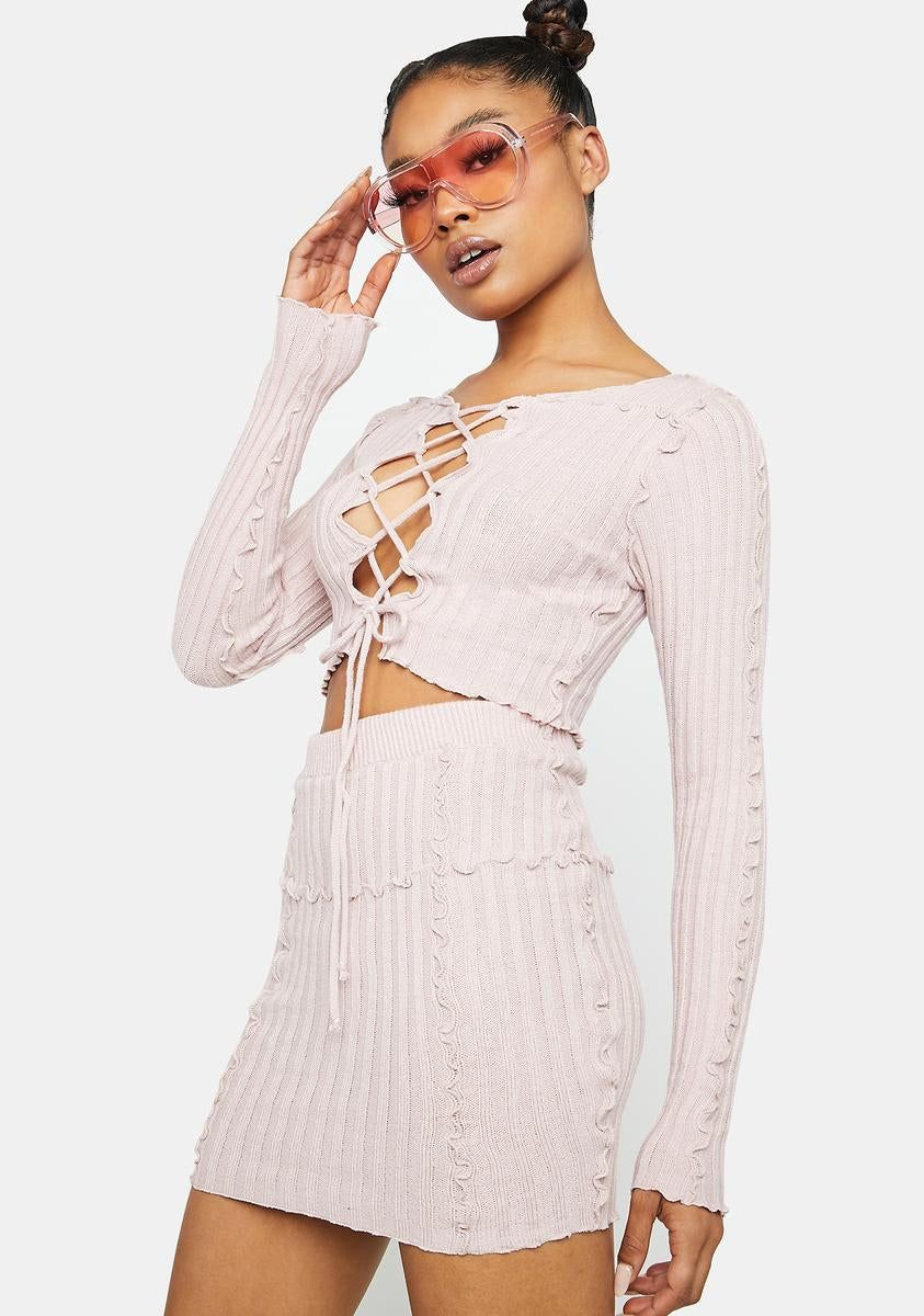 Blush Got Your Attention Lace-Up Set sold by Dolls Kill product image thumbnail 2