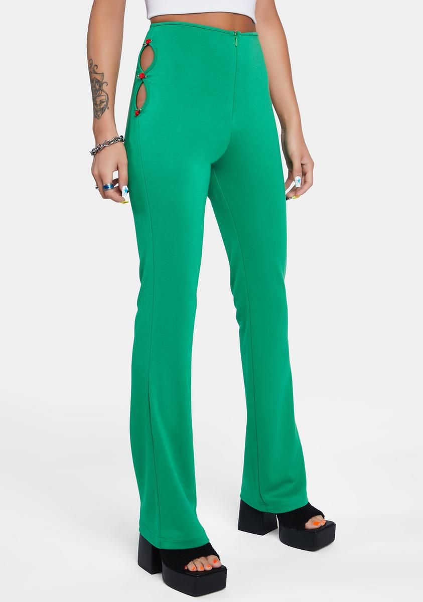 Rose High-Waisted Flared Pants sold by Dolls Kill