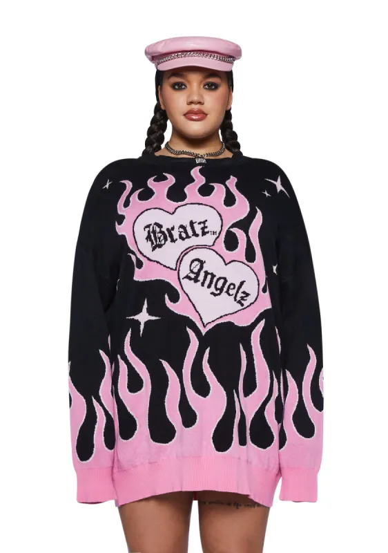 Plus Flame N’ Hotties Oversized Sweater sold by Dolls Kill