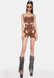 Brown Morph Rhinestone Bustier sold by Dolls Kill