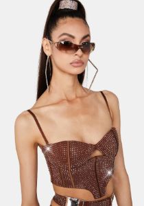 Brown Morph Rhinestone Bustier sold by Dolls Kill