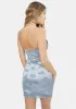 Rose Flock Silver Blue Coti Mini Dress sold by Dolls Kill