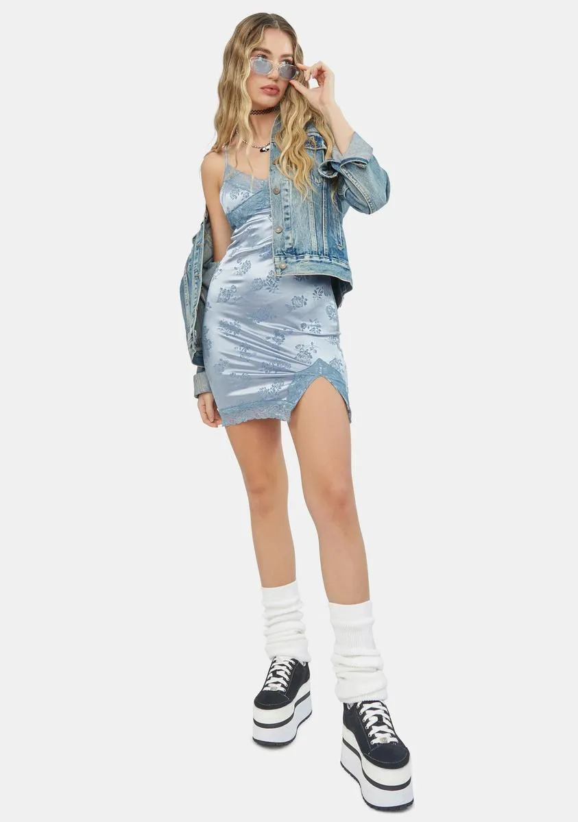 Rose Flock Silver Blue Coti Mini Dress sold by Dolls Kill product image thumbnail 3