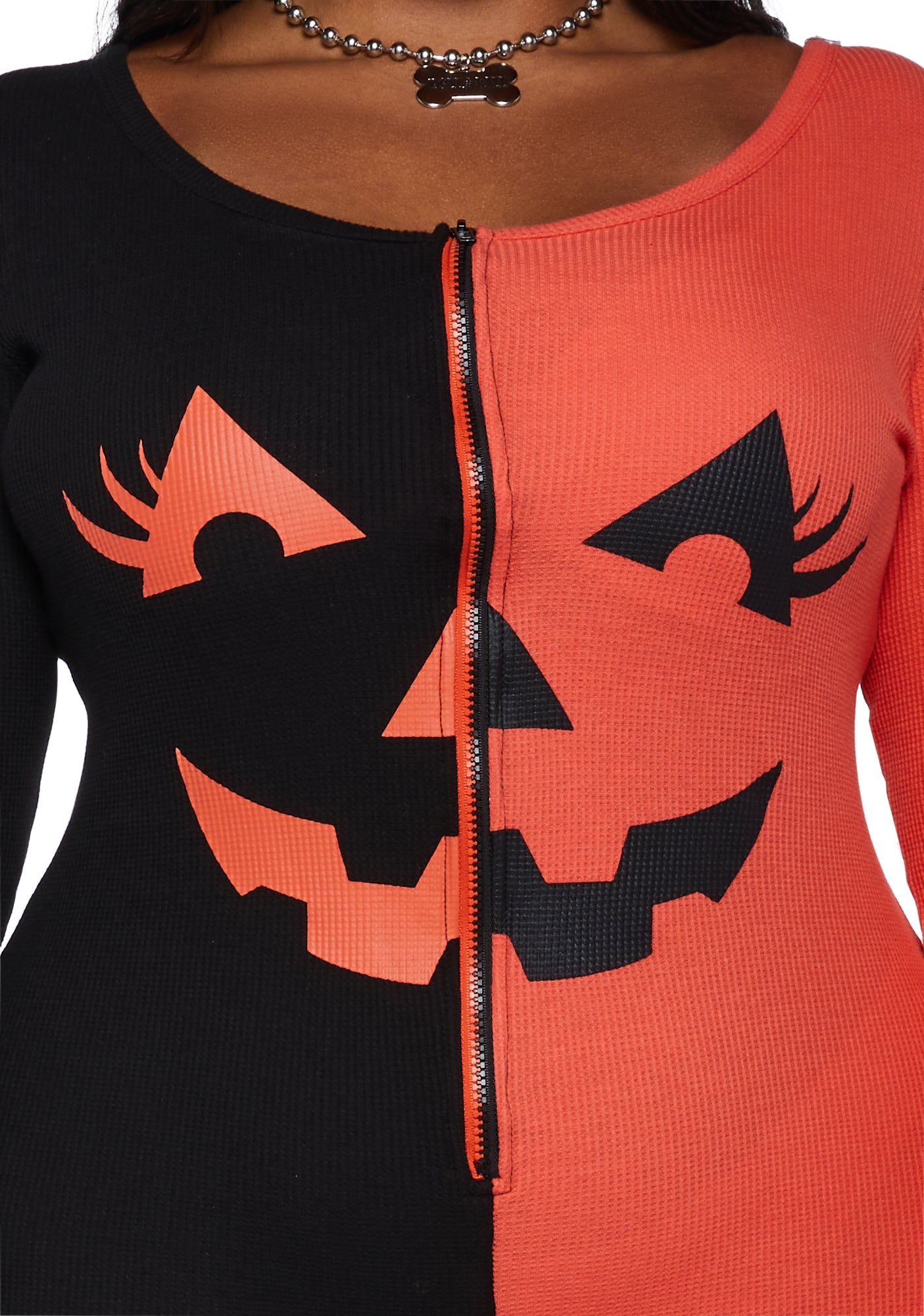 Plus Feelin' Hollow Inside Pumpkin Romper sold by Dolls Kill product image thumbnail 5