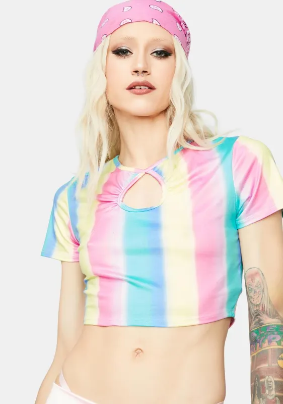 Candy Kisses Keyhole Crop Tee sold by Dolls Kill