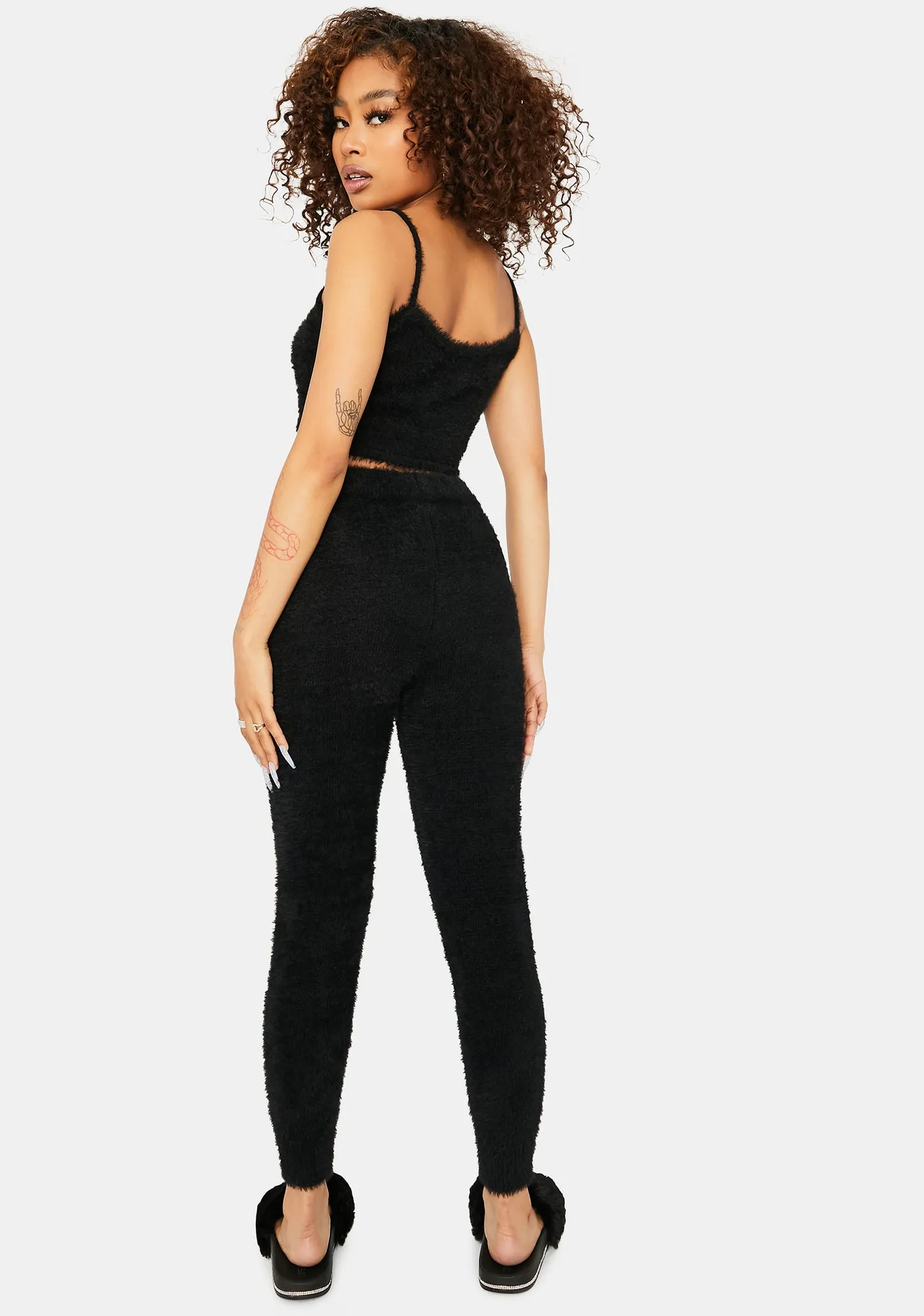 Dark Banana Pancakes Fuzzy Knit Leggings sold by Dolls Kill product image thumbnail 4