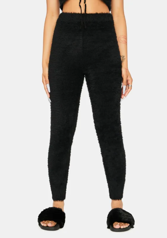 Dark Banana Pancakes Fuzzy Knit Leggings sold by Dolls Kill